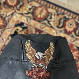 Harley-Davidson Motorcycle Leather Cap with Eagle Logo - Excellent Condition